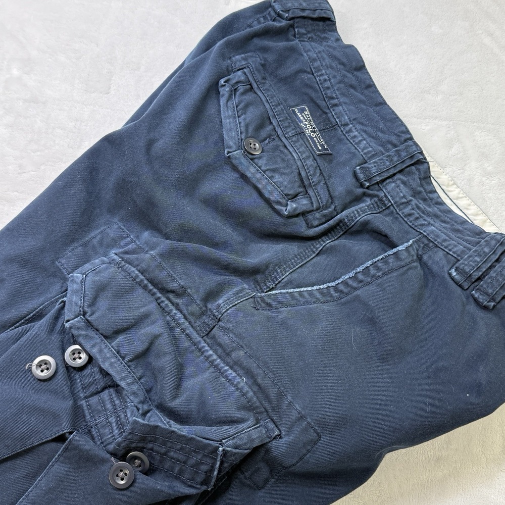 Vintage Polo Ralph Lauren Cargo Shorts Navy Utility Military Workwear 36 Fatigue